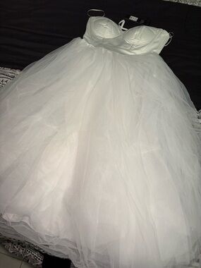 White Tulle Party Dress with Corset Bodice